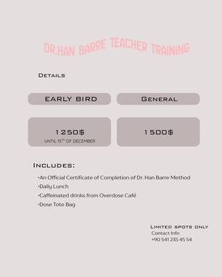 Dr.Han Barre Teacher Training Early Bird